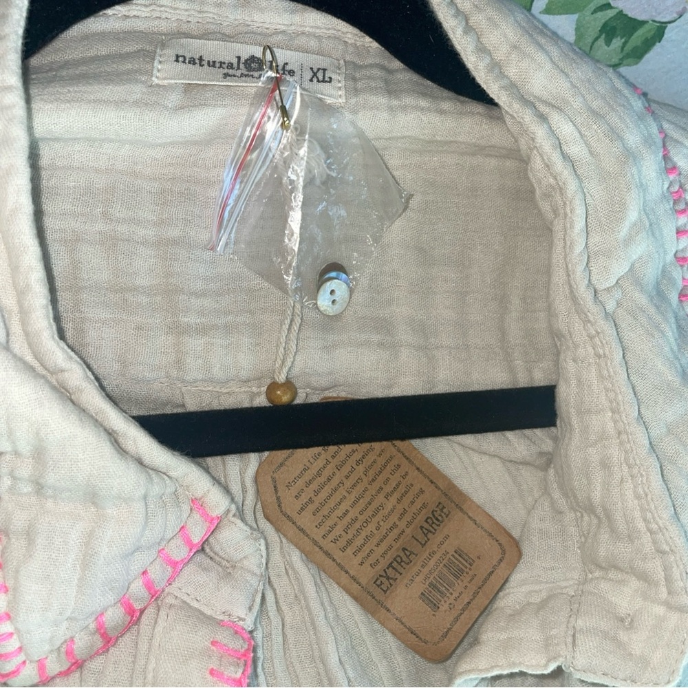 NATURAL LIFE Cream Dress with Pink Trim - Picture 8 of 9